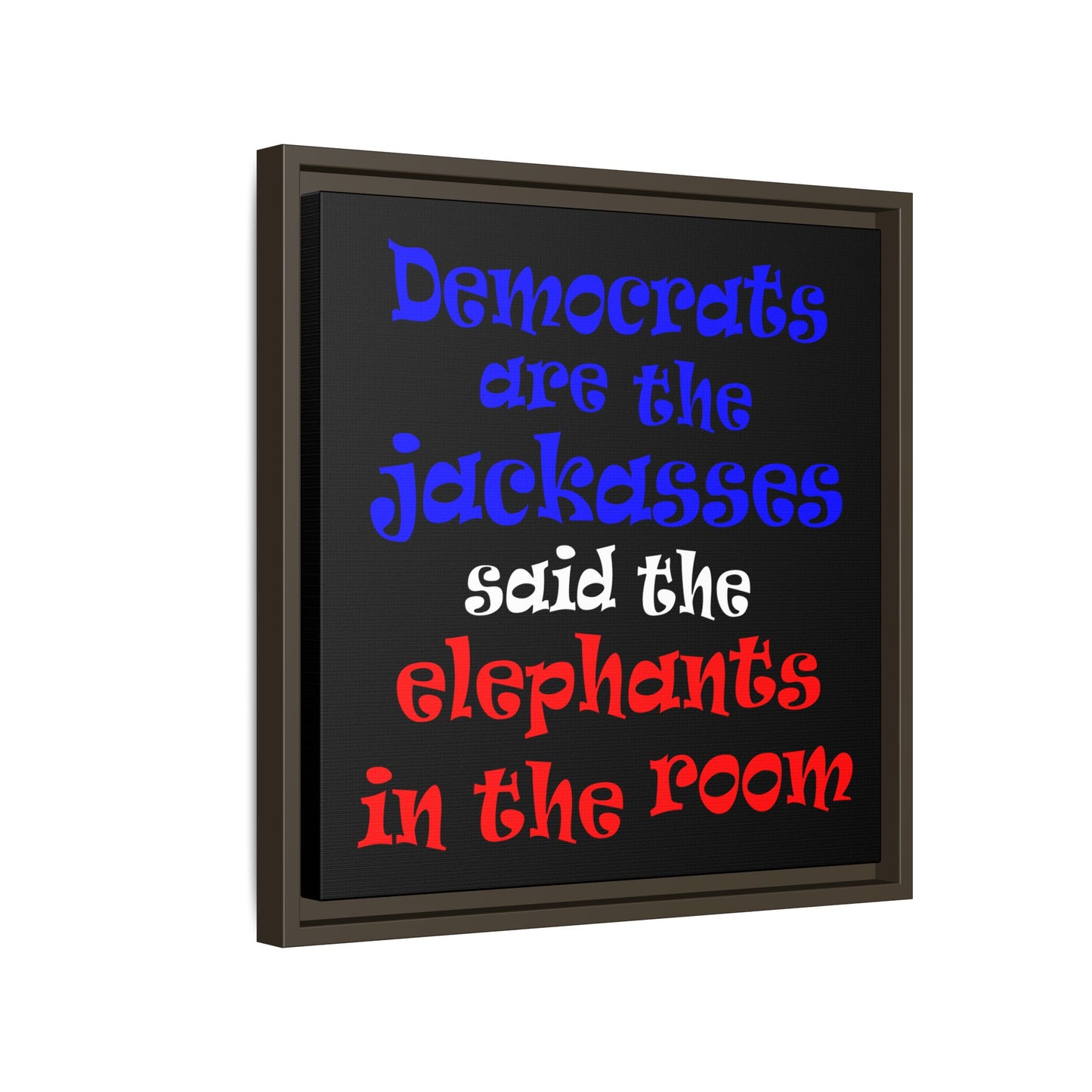 donkeys and elephants - framed canvas art (black)