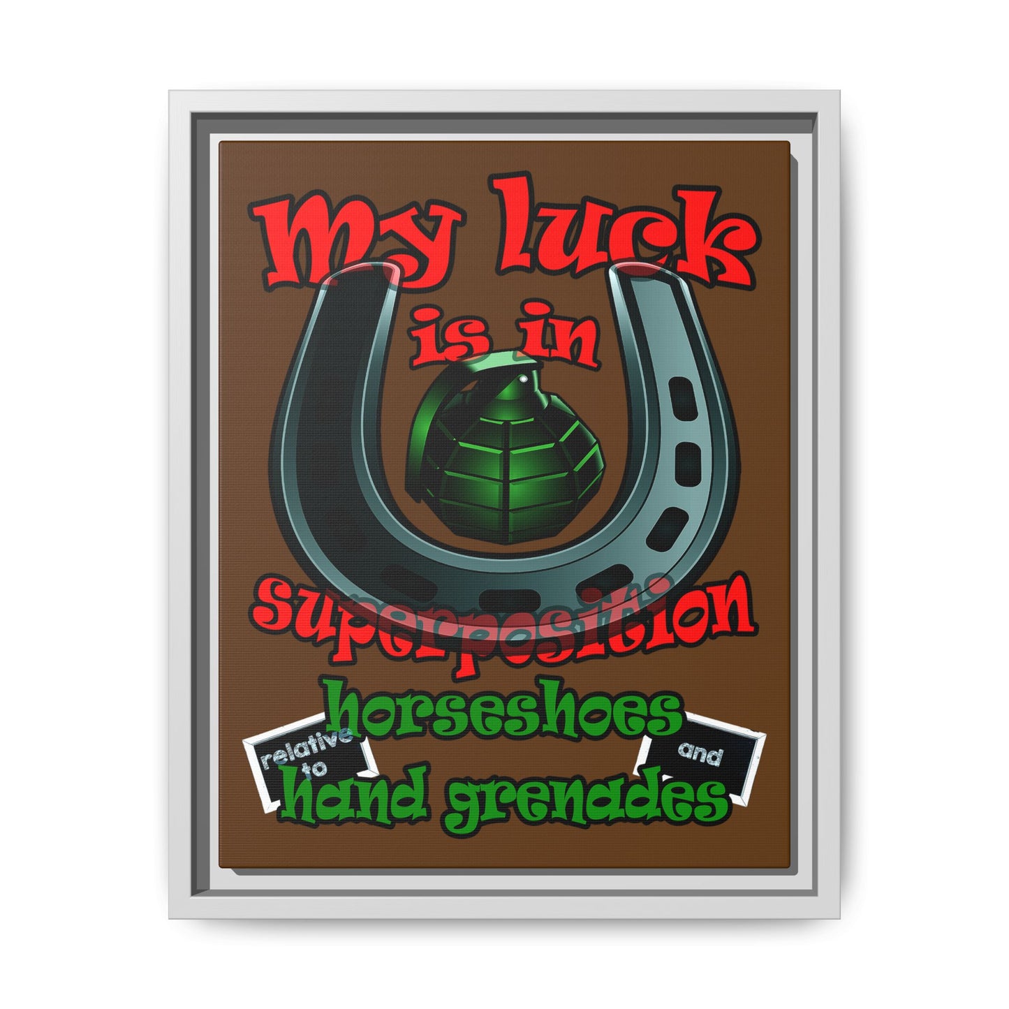 my luck - framed canvas art (brown)