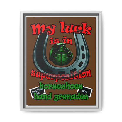 my luck - framed canvas art (brown)