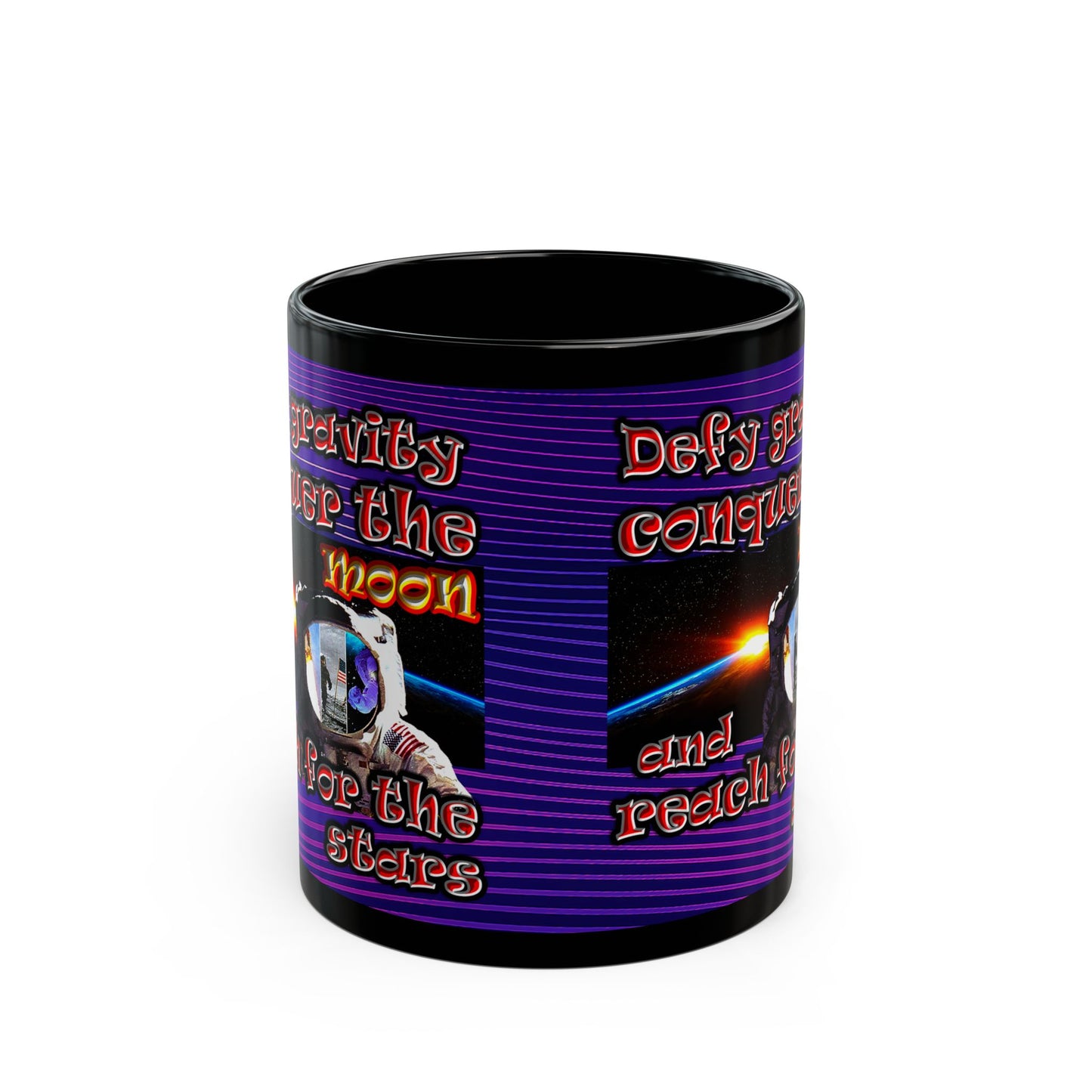 defy conquer reach - Black Mug (purple wave)