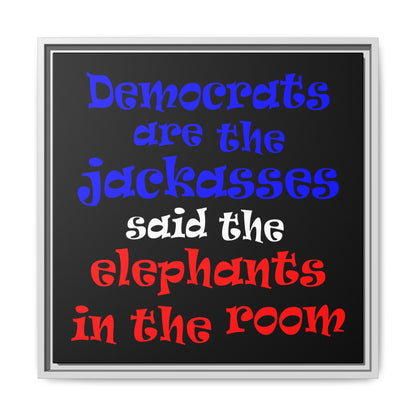 donkeys and elephants - framed canvas art (black)