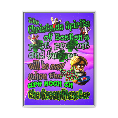 christmas spirits of boston - framed canvas art (purple-pink wave)