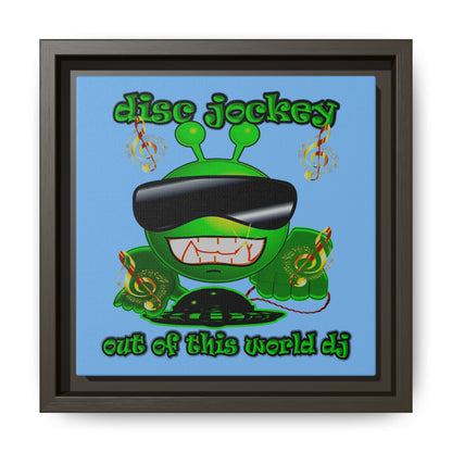 disc jockey - framed canvas art (light blue)