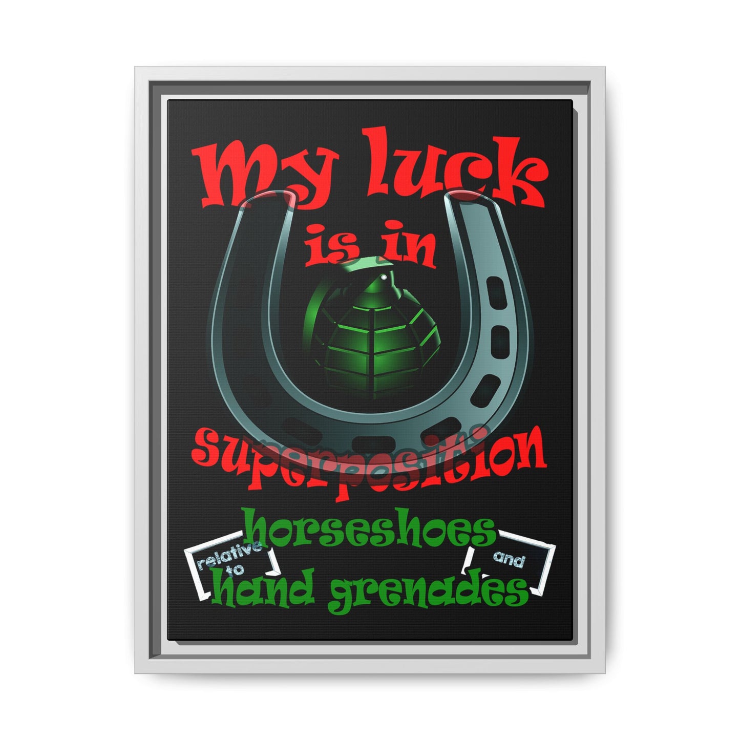 my luck - framed canvas art (black)