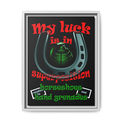my luck - framed canvas art (black)