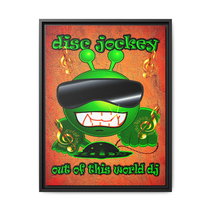 disc jockey - framed canvas art (burnt orange)