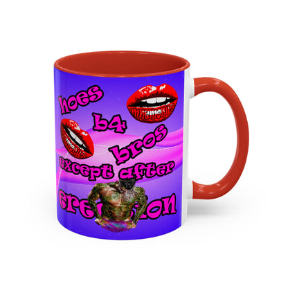 hoes b4 bros - Accent Mug (purple-pink wave)