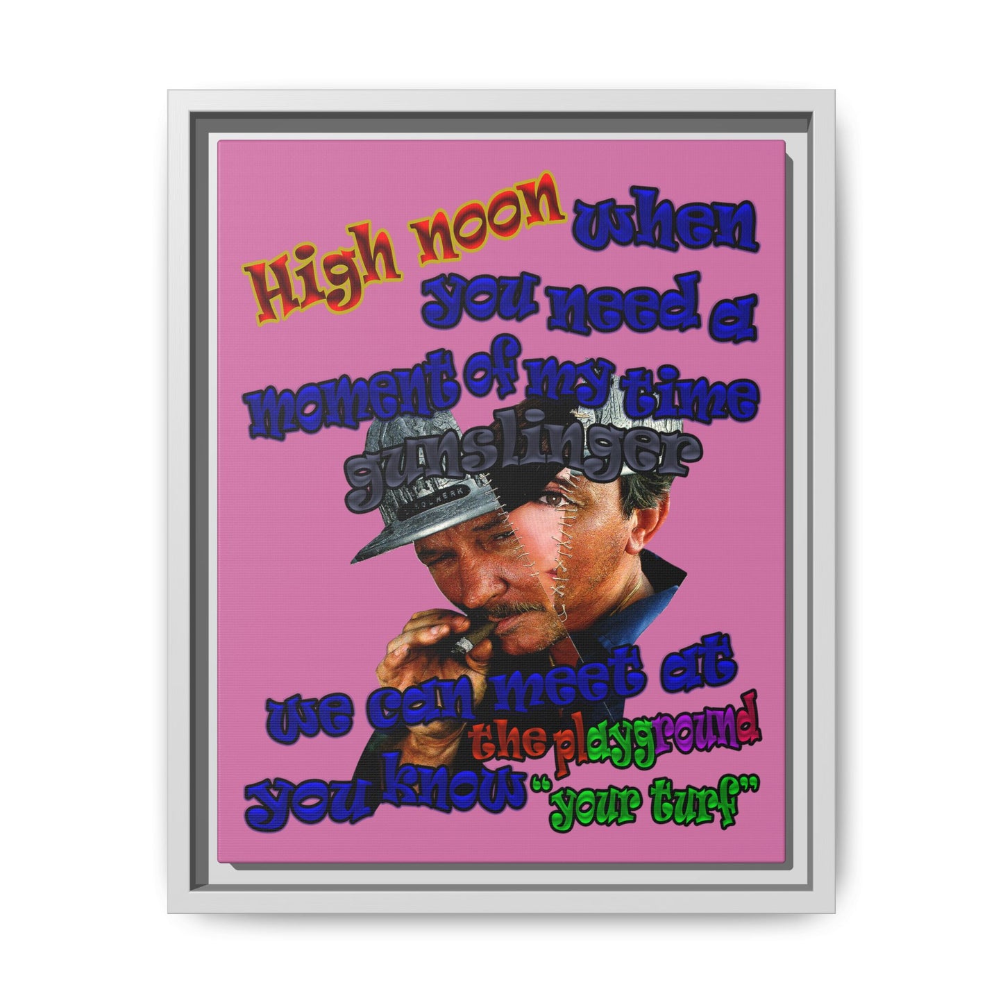 high noon - framed canvas art (light pink)
