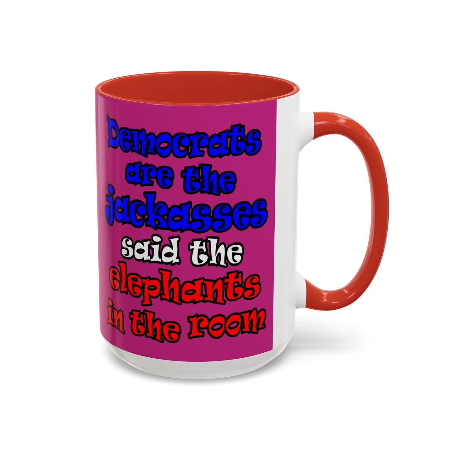 donkeys and elephants - Accent Mug (pink)