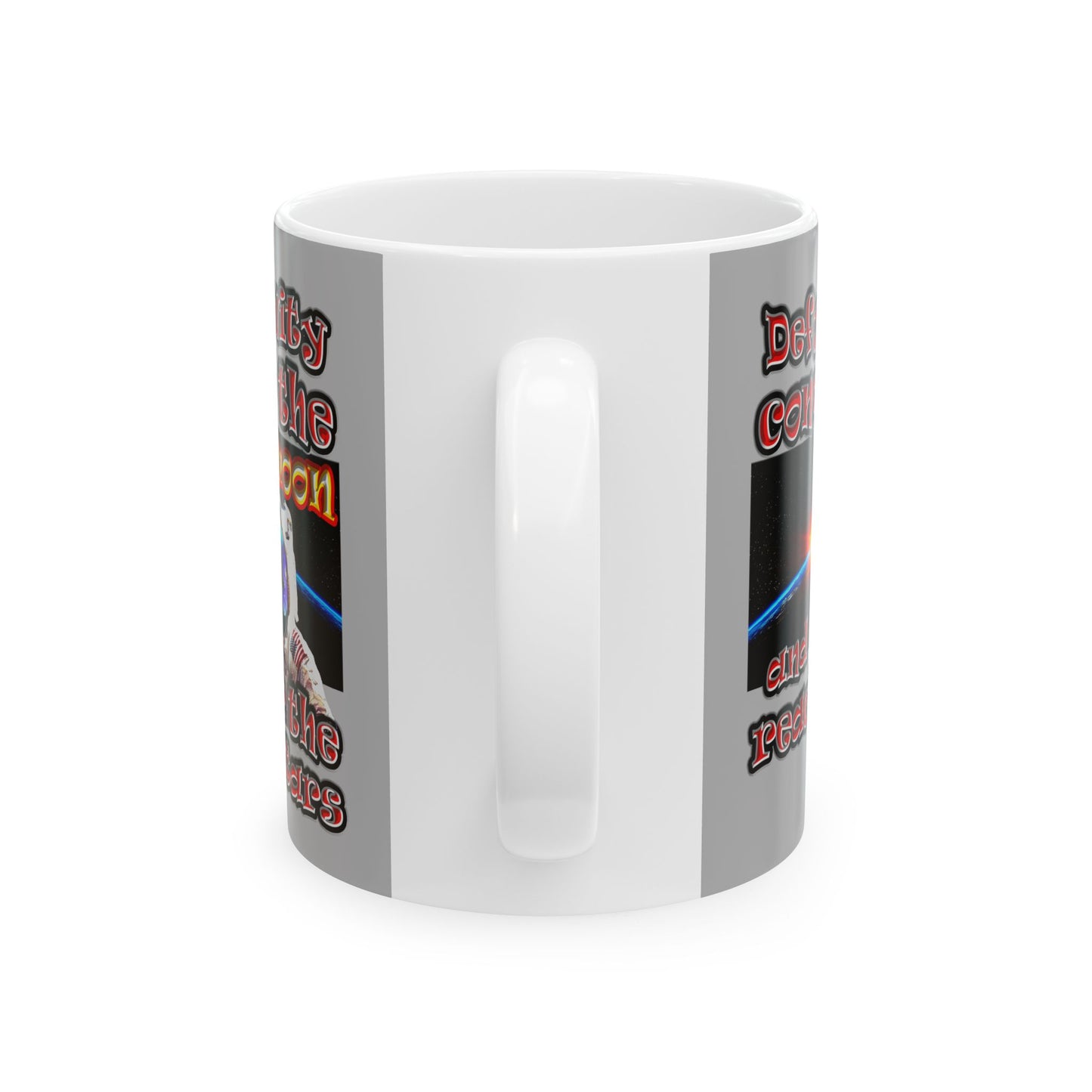 defy conquer reach - White Mug (light grey)