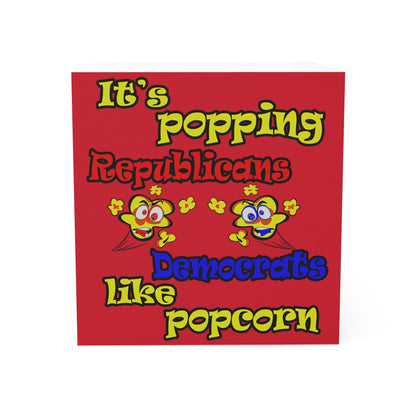 popping like popcorn - note cube (dark red)