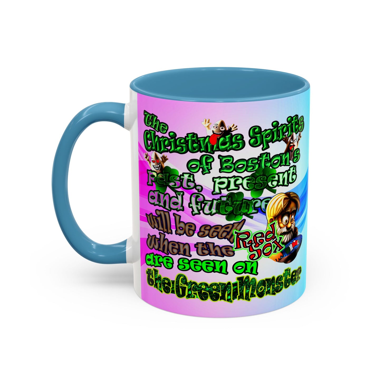 christmas spirits of boston - Accent Mug (light blue-pink wave)