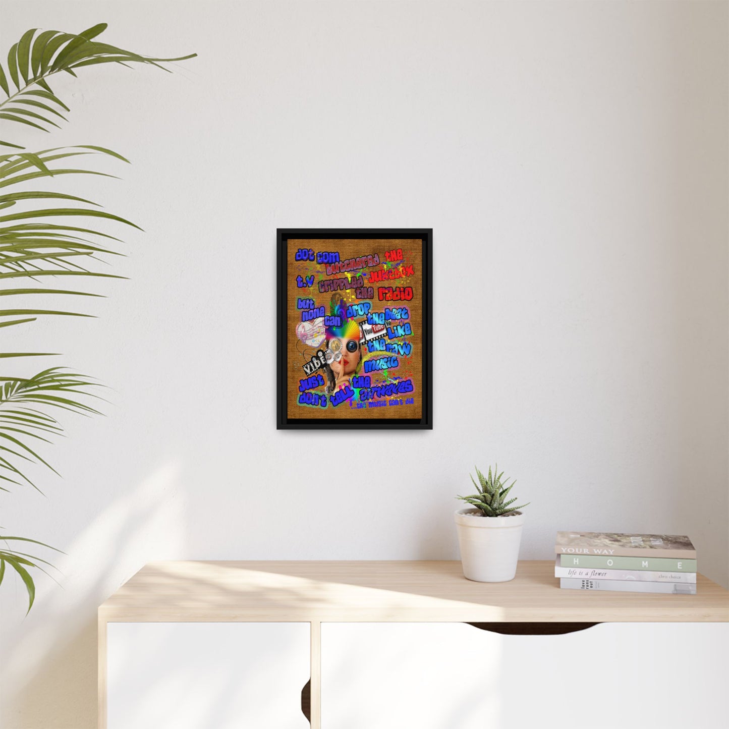 drop the beat - framed canvas art (brown papyrus)