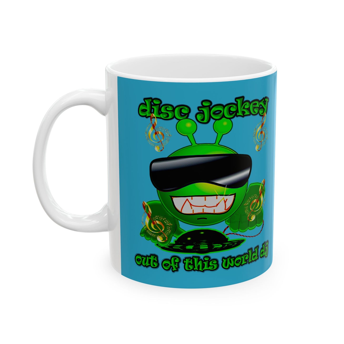disc jockey - White Mug (turquoise)