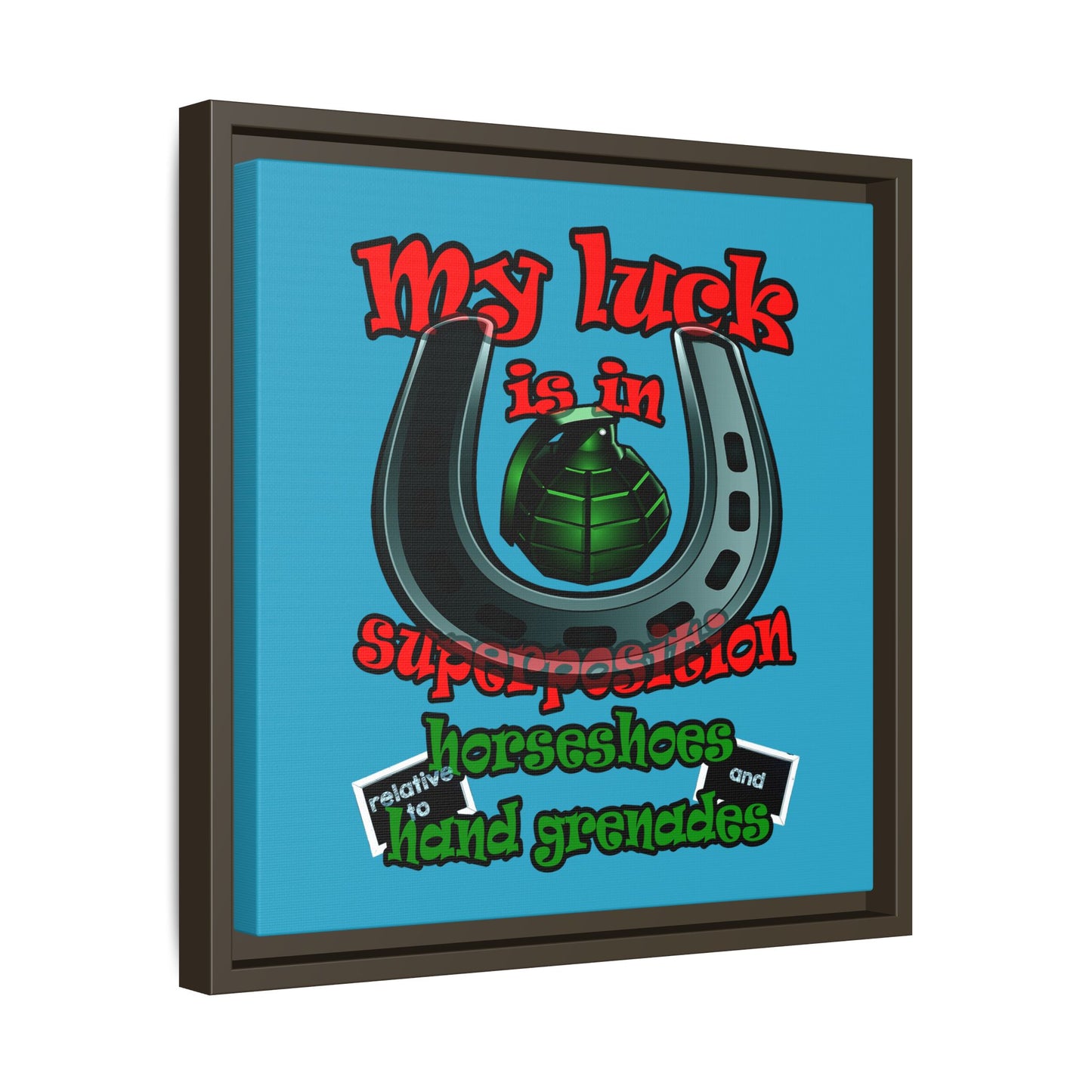my luck - framed canvas art (turquoise)