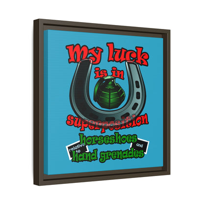 my luck - framed canvas art (turquoise)