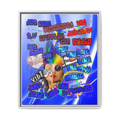 drop the beat - framed canvas art (blue-white wave)