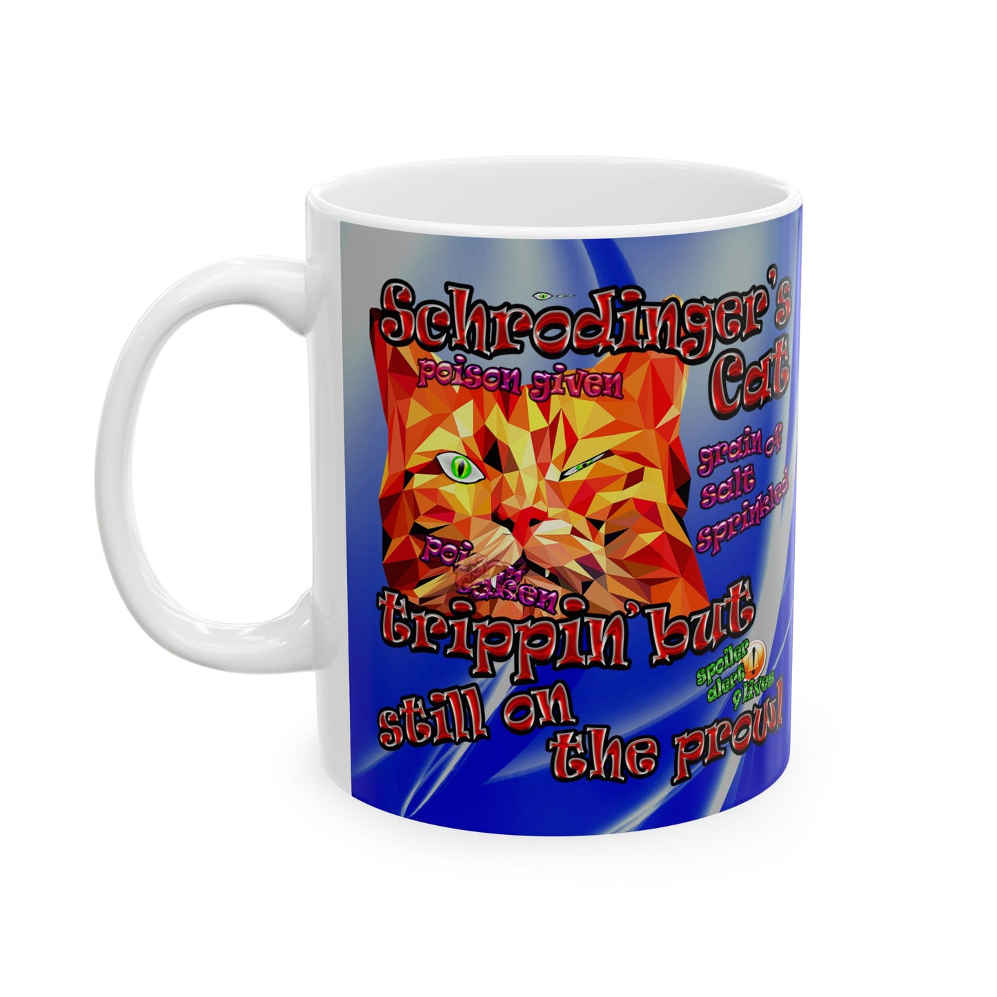 schrodinger's cat - White Mug (blue-white wave)