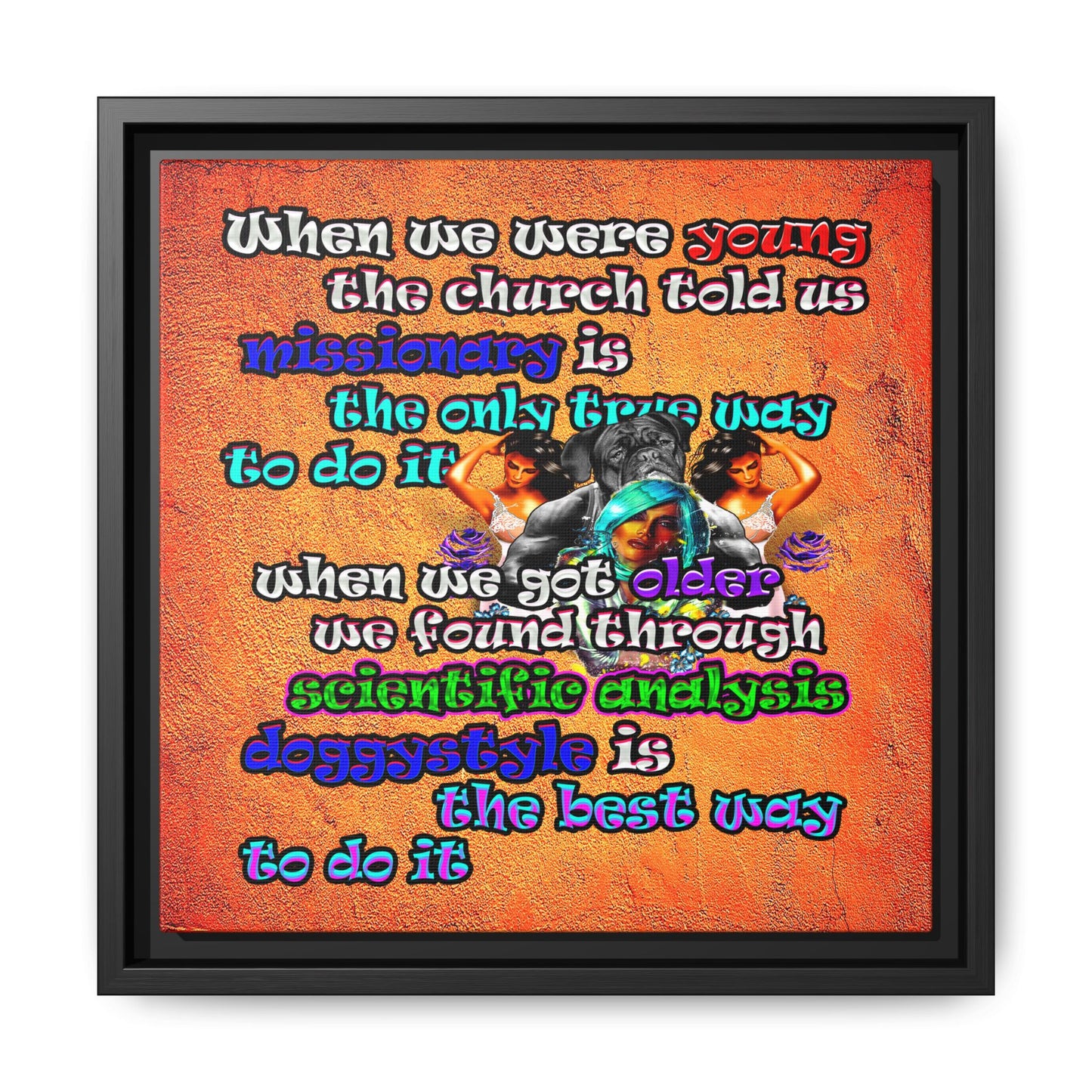 doggystyle - framed canvas art (burnt orange)