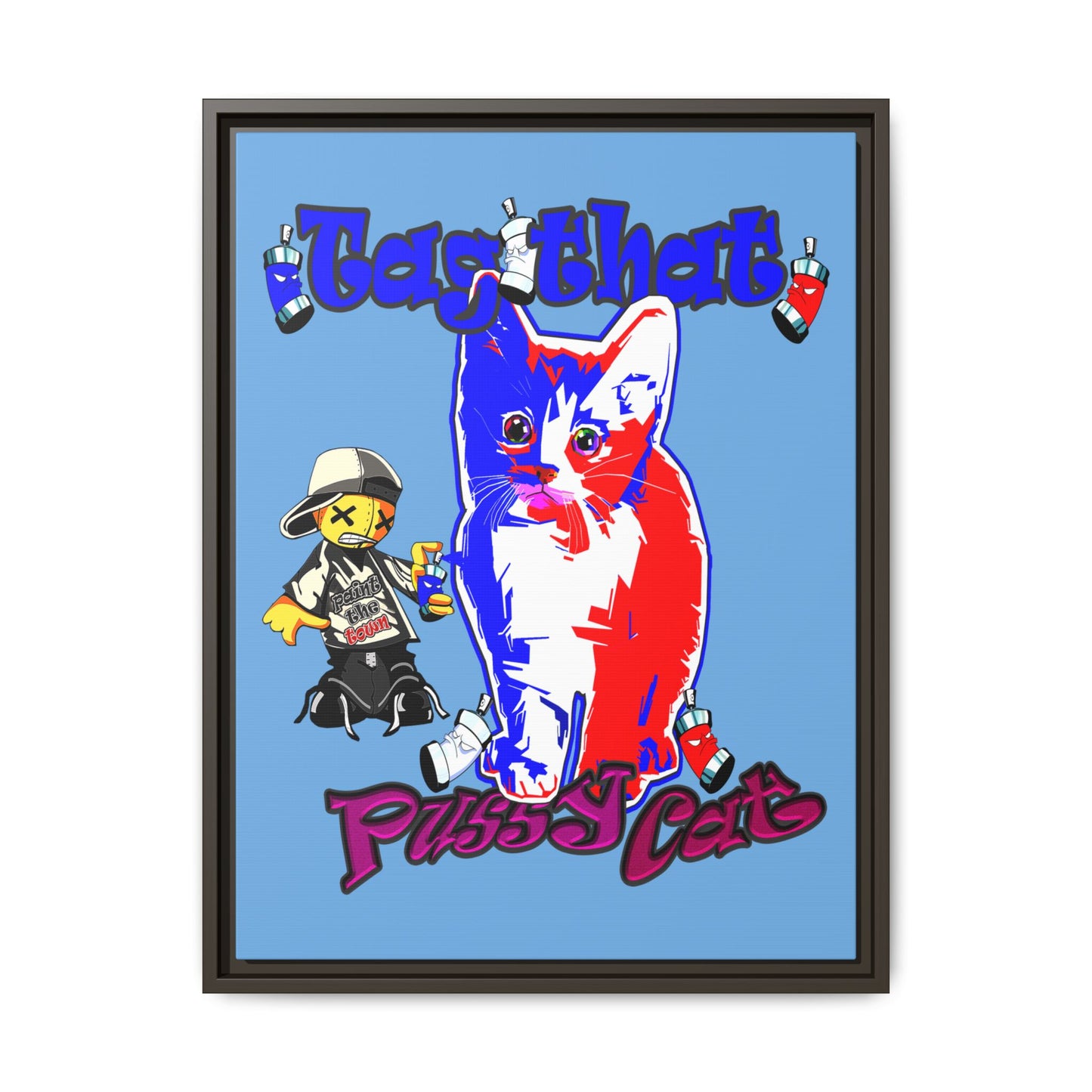 tag that - framed canvas art (light blue)