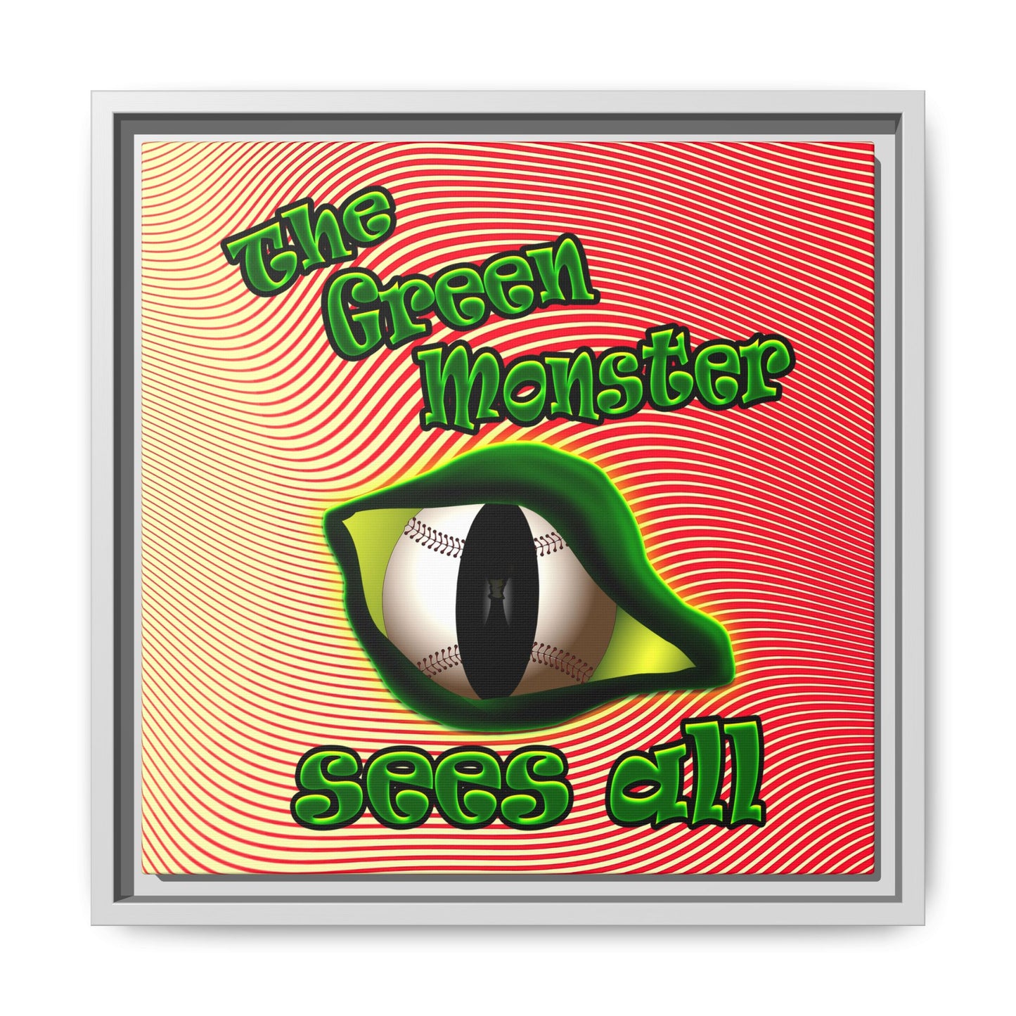 green monster - framed canvas art (yellow-orange wave)