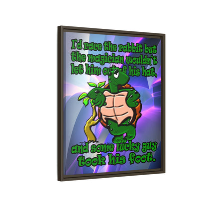 turtle race - framed canvas art (grey-pink wave)