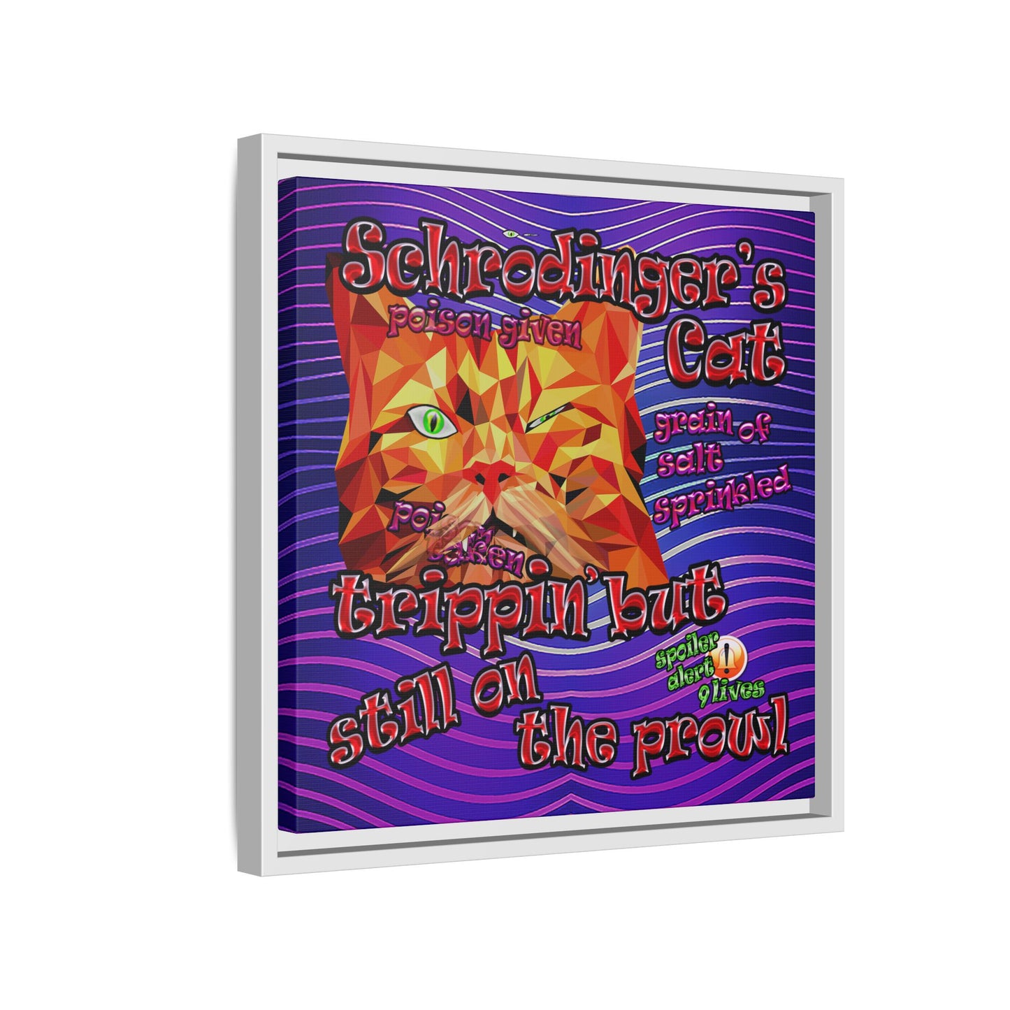 schrodinger's cat - framed canvas art (purple wave)