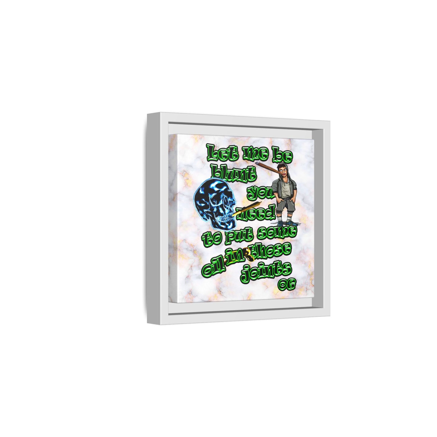og - framed canvas art (white marble)