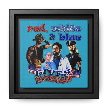 rw&b lives matter - framed canvas art (turquoise)