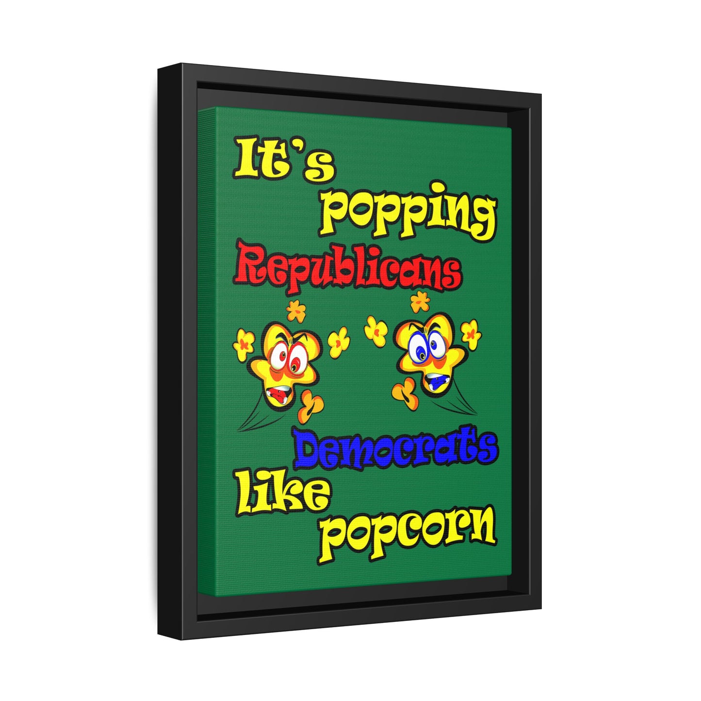 popping like popcorn - framed canvas art (dark green)
