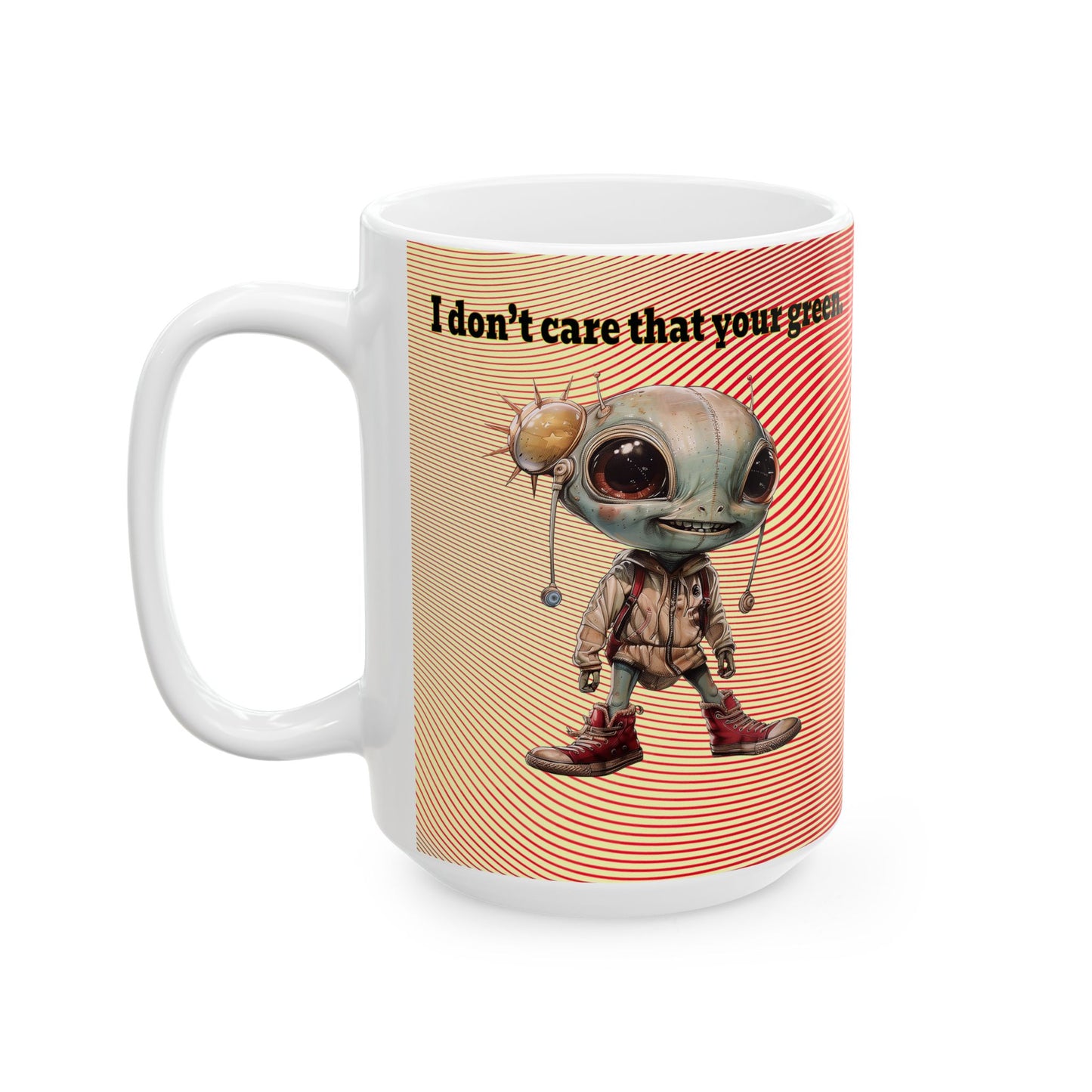 I don't care that your grey - White Mug (yellow-orange wave)