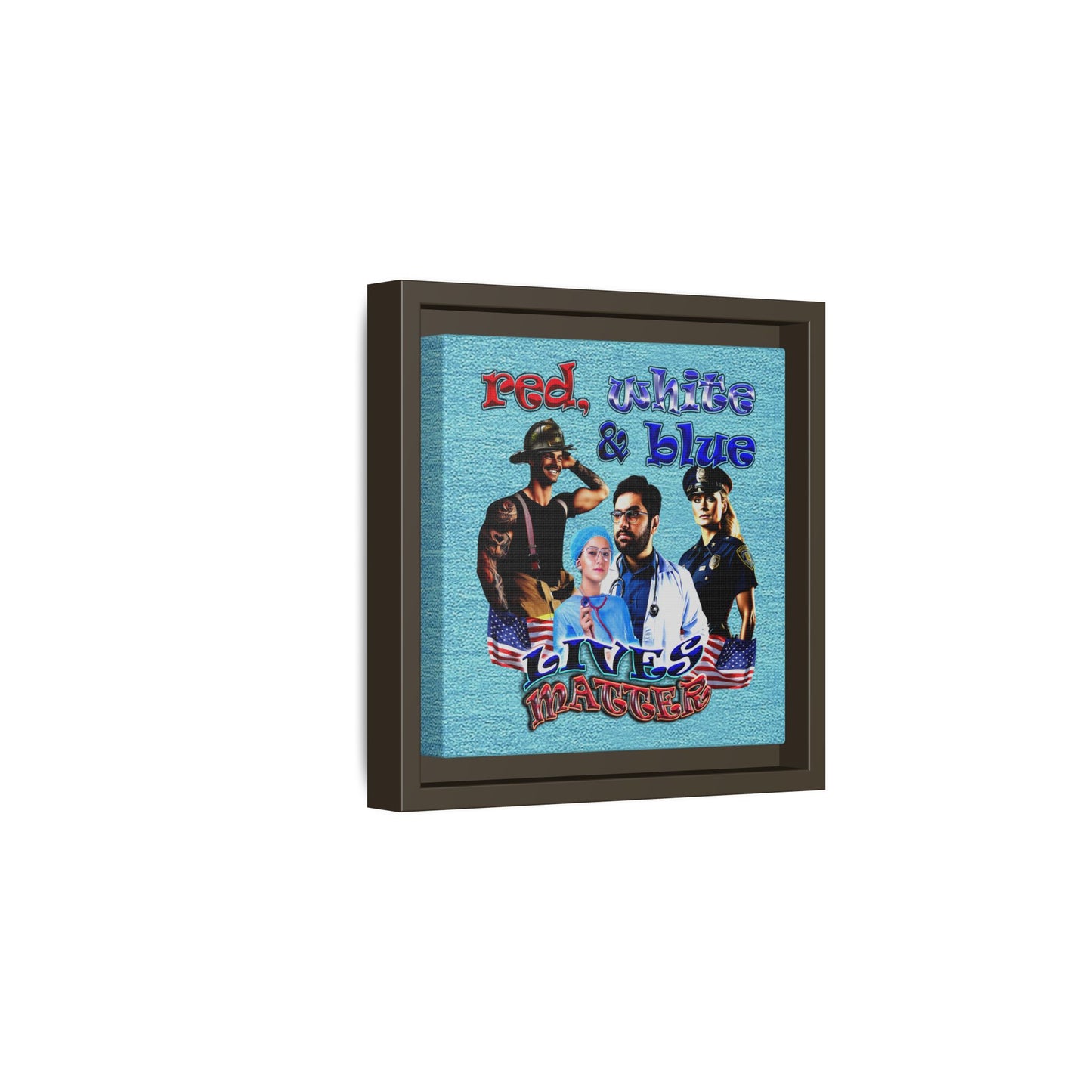 rw&b lives matter - framed canvas art (faded blue)