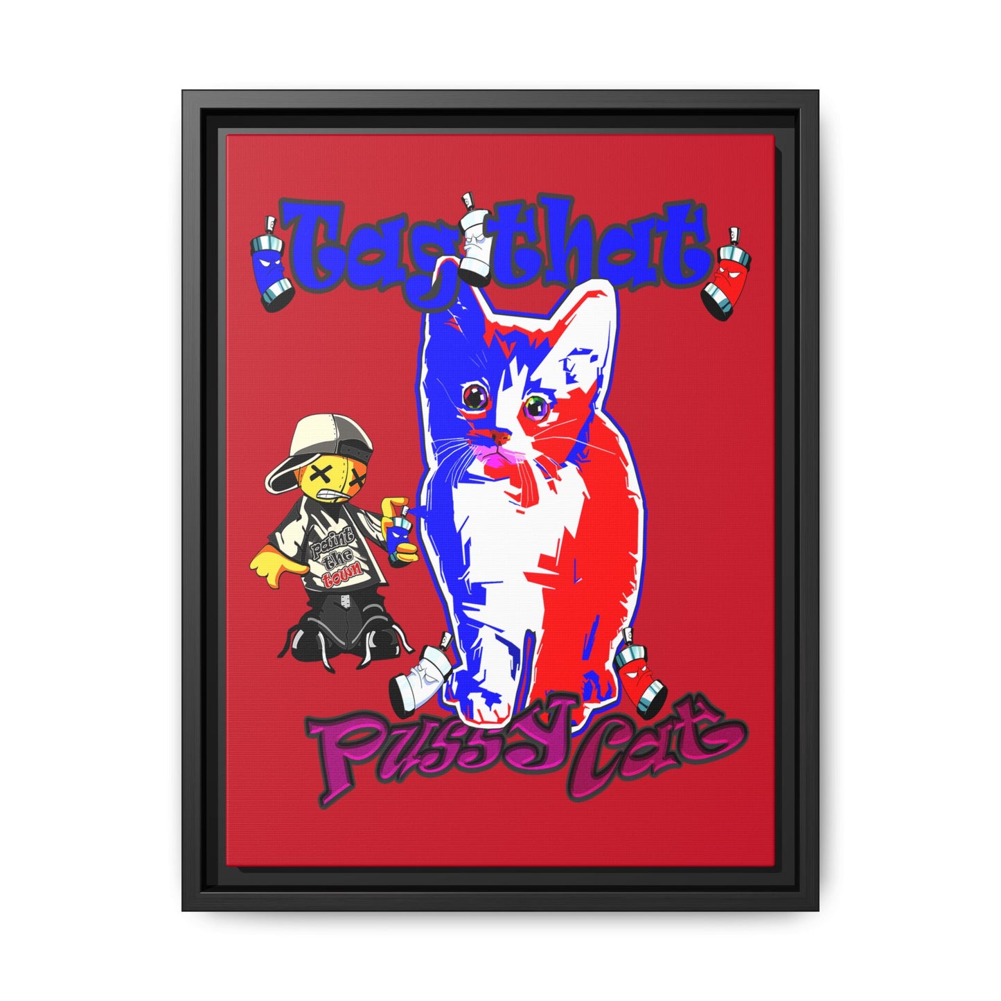 tag that - framed canvas art (dark red)