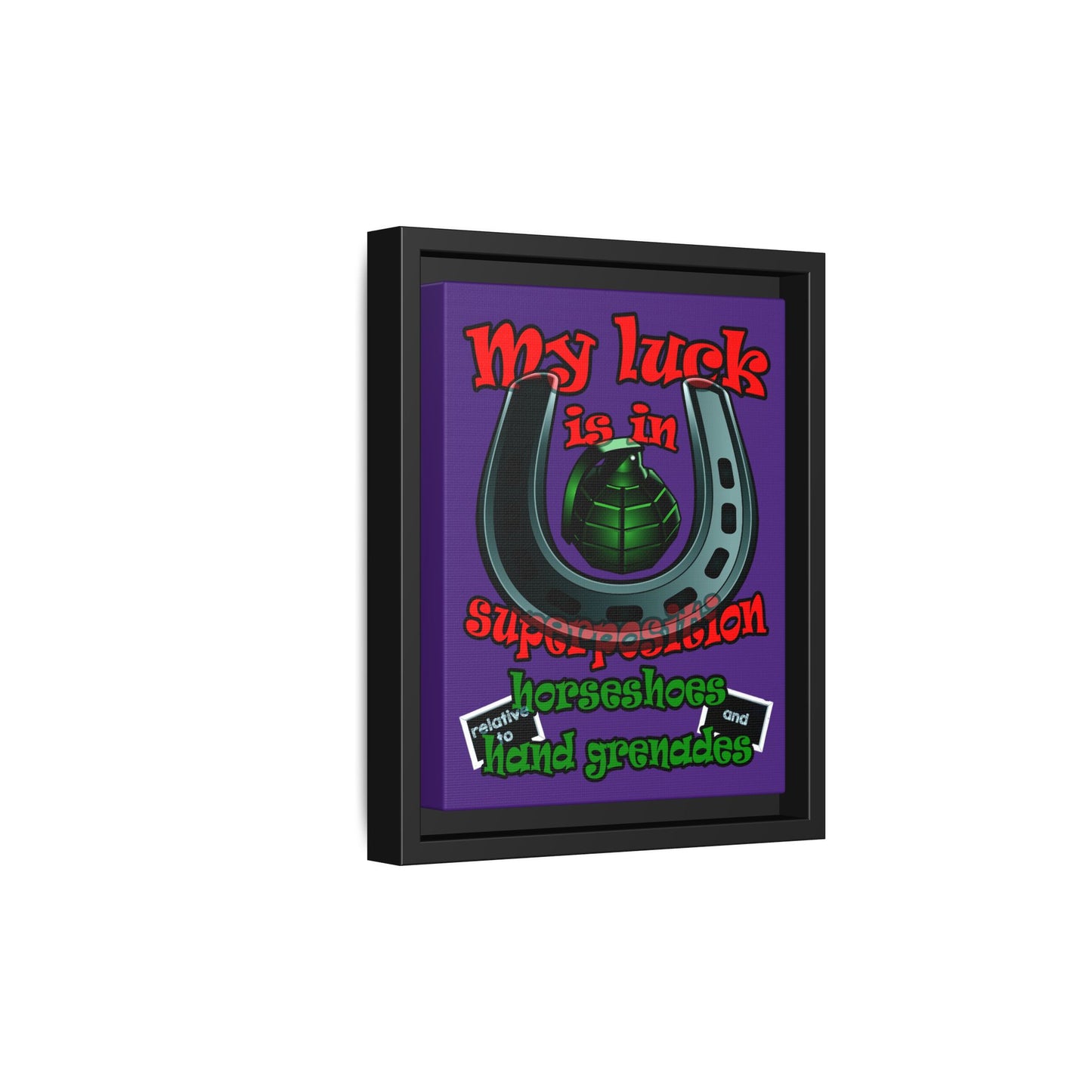 my luck - framed canvas art (purple)