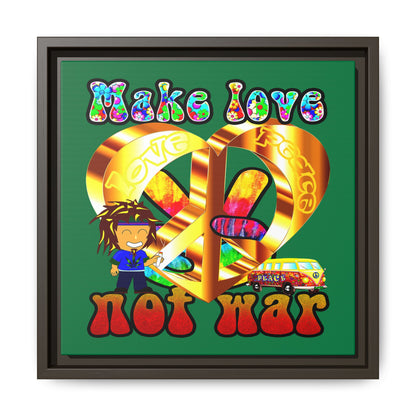 love peace - framed canvas art (dark green)