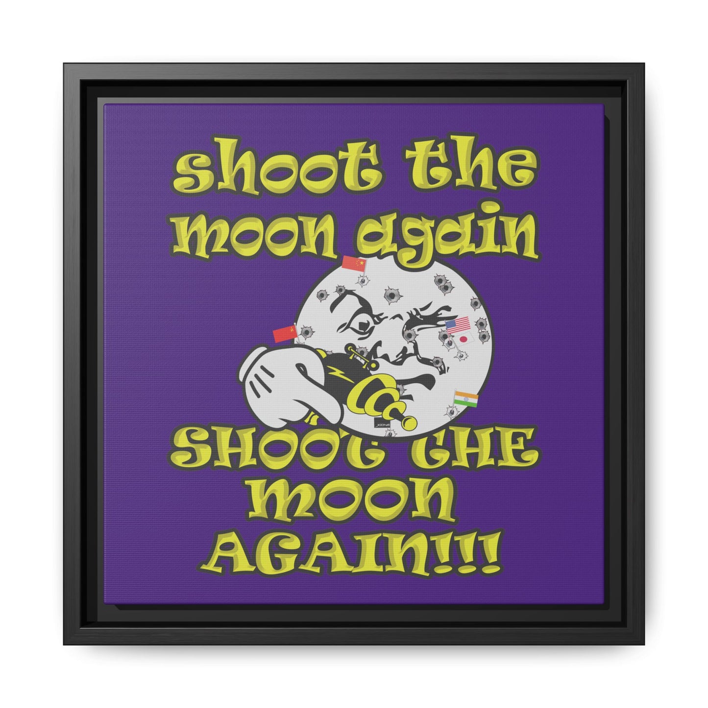 shoot the moon again - framed canvas art (purple)
