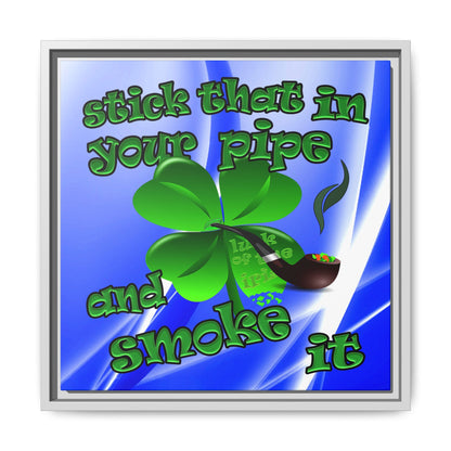 stick that in your pipe and smoke it - framed canvas art (blue-white wave)