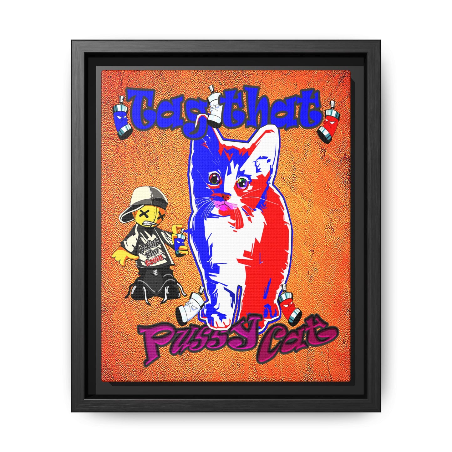 tag that - framed canvas art (burnt orange)