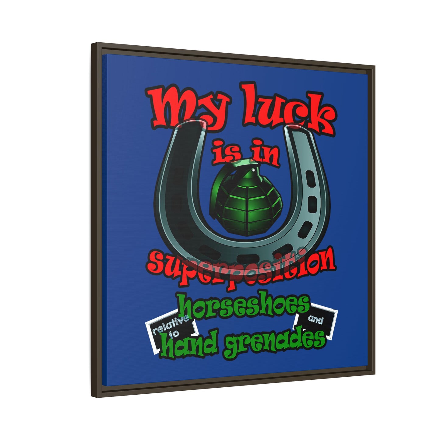 my luck - framed canvas art (dark blue)