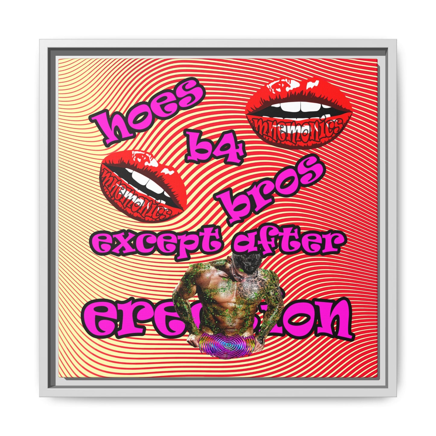 hoes b4 bros - framed canvas art (yellow-orange wave)