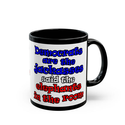 donkeys and elephants - Black Mug (white)