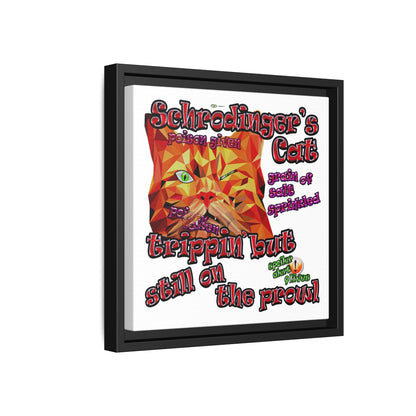 schrodinger's cat - framed canvas art (white)
