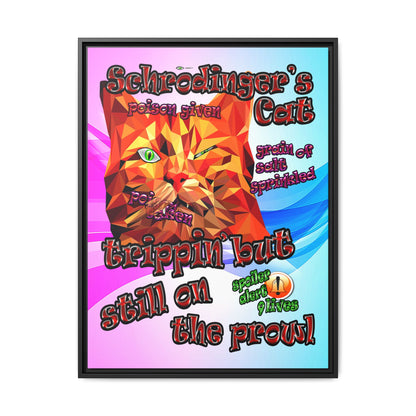 schrodinger's cat - framed canvas art (light blue-pink wave)