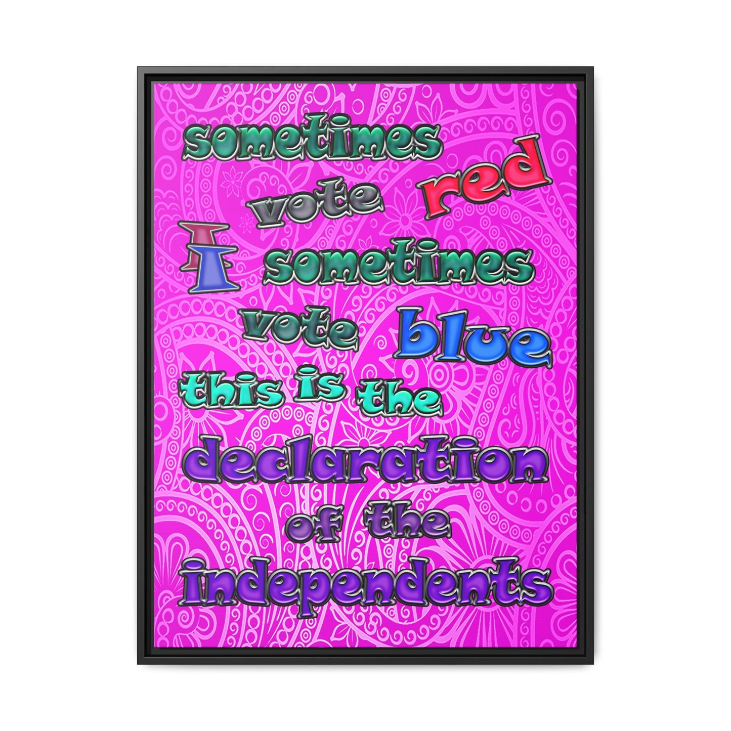declaration of the independents - framed canvas art (pink swirl)
