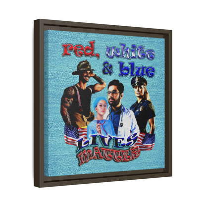 rw&b lives matter - framed canvas art (faded blue)