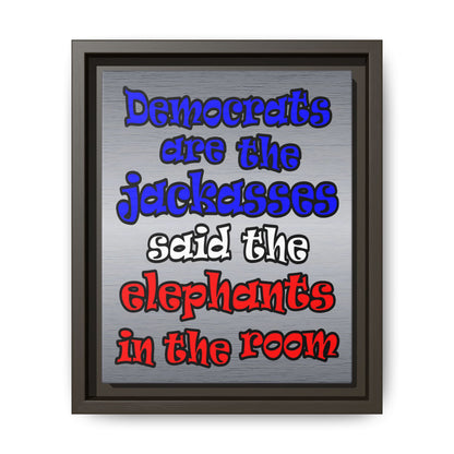donkeys and elephants - framed canvas art (brushed nickel)