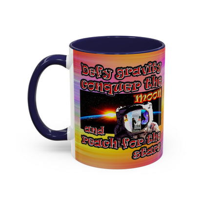 defy conquer reach - Accent Mug (color blur)