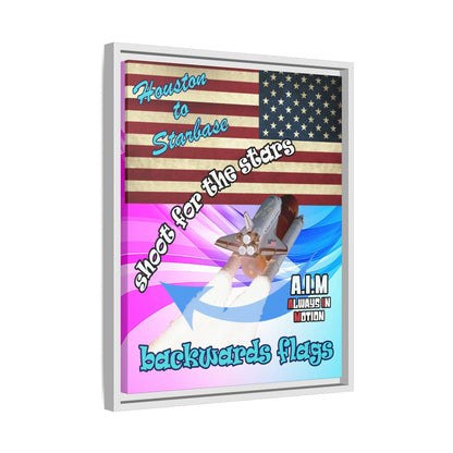 shoot for the stars - framed canvas art (light blue-pink wave)
