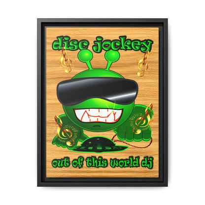 disc jockey - framed canvas art (butterscotch wood finish)