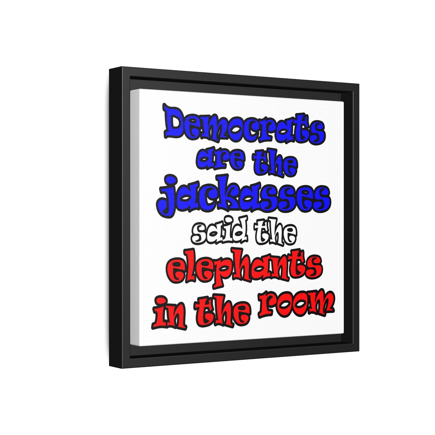 donkeys and elephants - framed canvas art (white)